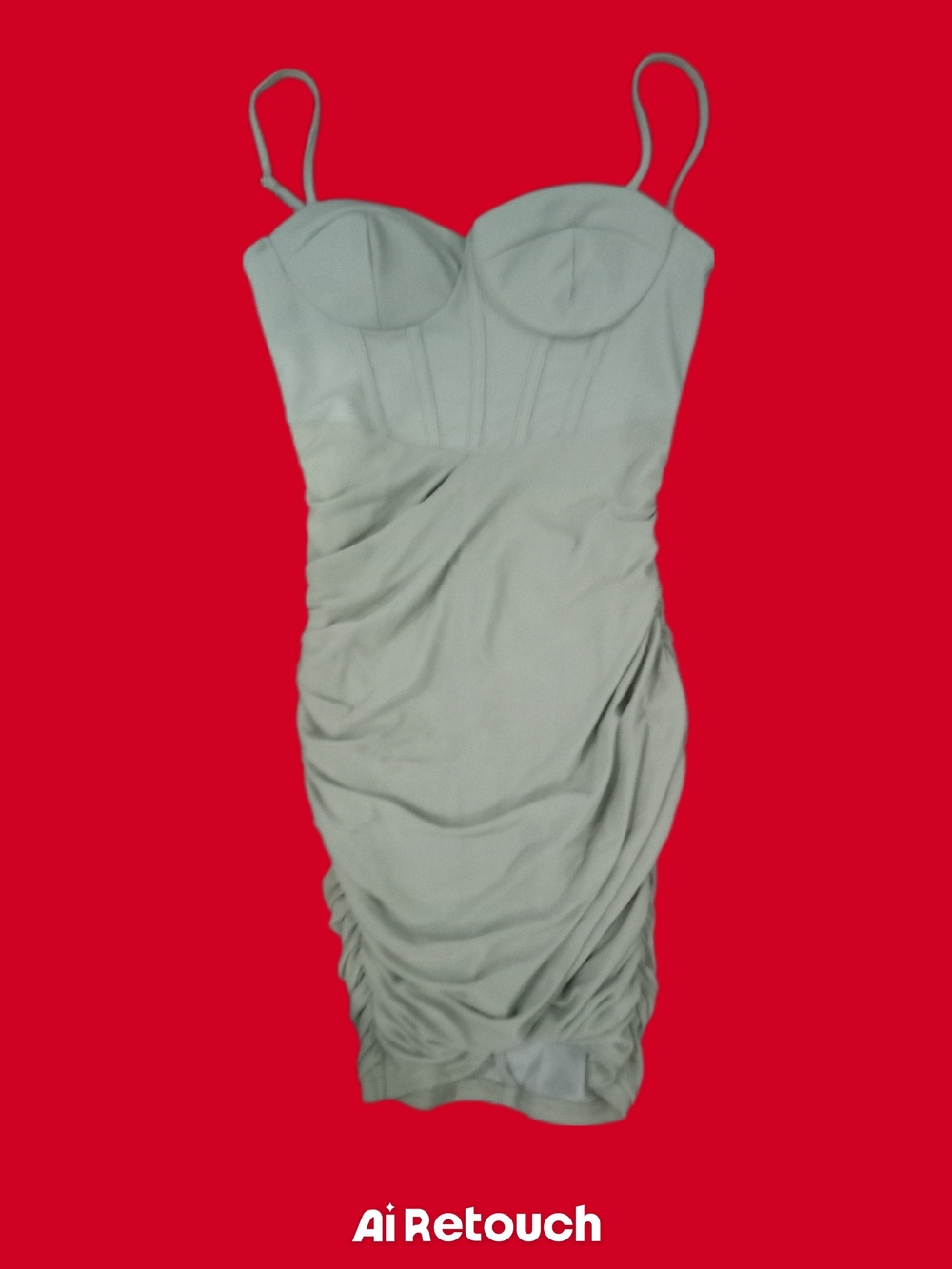 Privy Sage Green Ruched Bustier Mini Dress